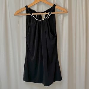 Cache black sleeveless blouse metal collar nwot